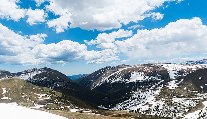 The Mummy Range as viewed from the Alpine Visitor Center on Trail Ridge Road.