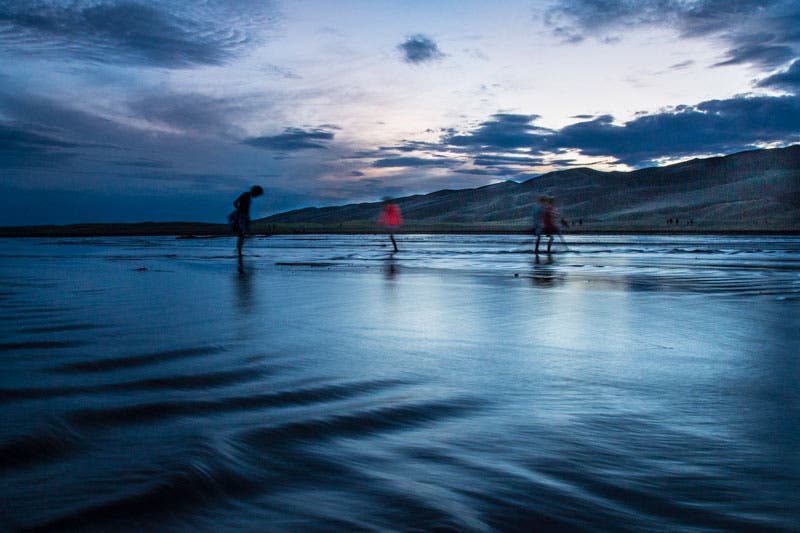 The blue hour at Medano Creek in Great Sand Dunes National Park