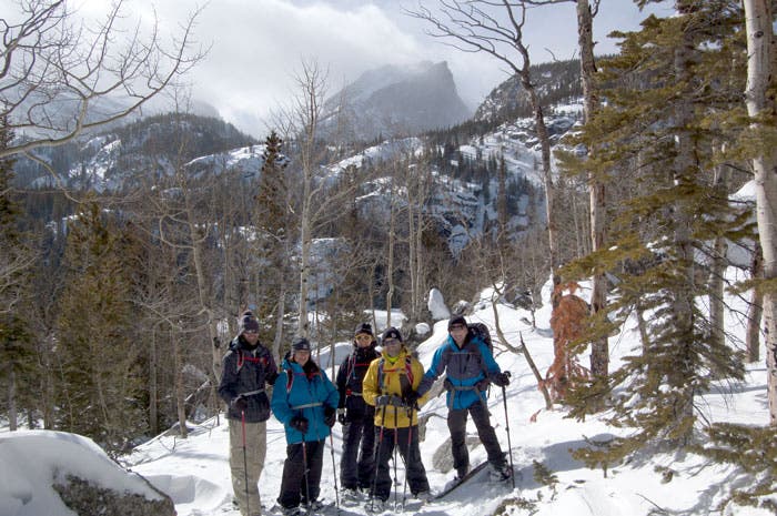 Robin Guthrie leading a Wildland Trekking hiking group to Emerald Lake in Rocky Mountain National Park