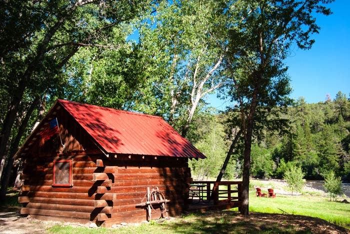 A rustic cabin at Dolores River Campground