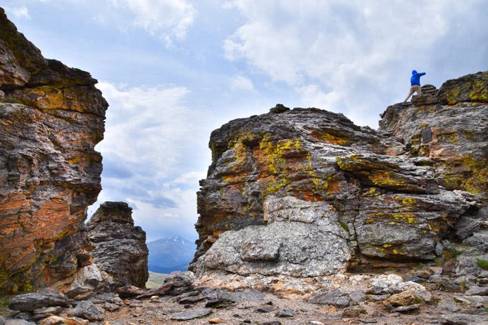 Climbing rock at the end of the Tundra Communities Trail in Rocky Mountain National Park