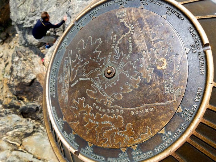 RM-TundraComm-SummitMarker_Gloria_700 Summit marker at the top of the climbing rock on Tundra Communities Trail in Rocky Mountain National Park