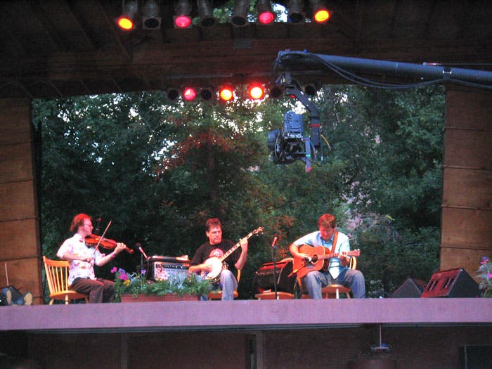 Bela's Acoustic Trio playing at RockyGrass in Lyons, Colo.