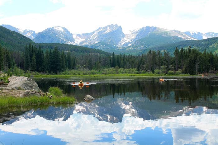 RM-SpragueLake-kayaks_TamJenniferProbert_700 Kayaks on Sprague Lake in Rocky Mountain National Park