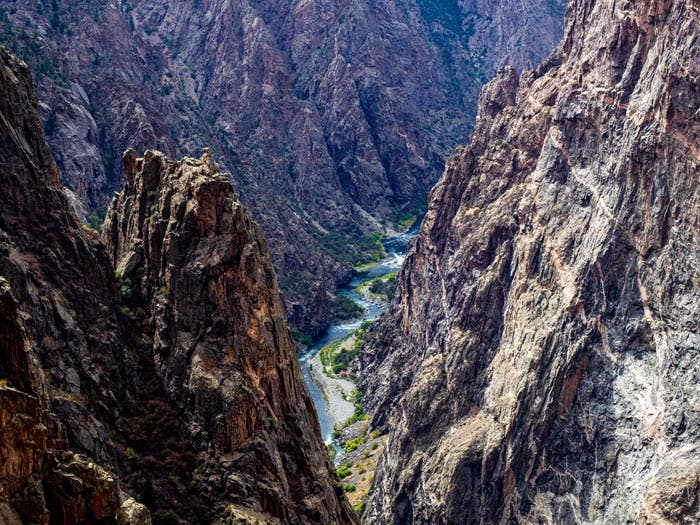 View of the Gunnison River from the rim of the Black Canyon