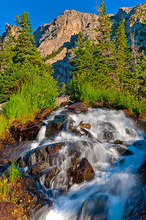 Ribbon Falls on the way to Black Lake from the Glacier Gorge Trailhead