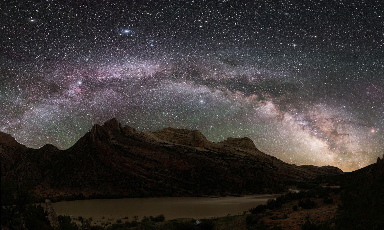 The Milky Way over Dinosaur National Monument's Mitten Fault on the Green River