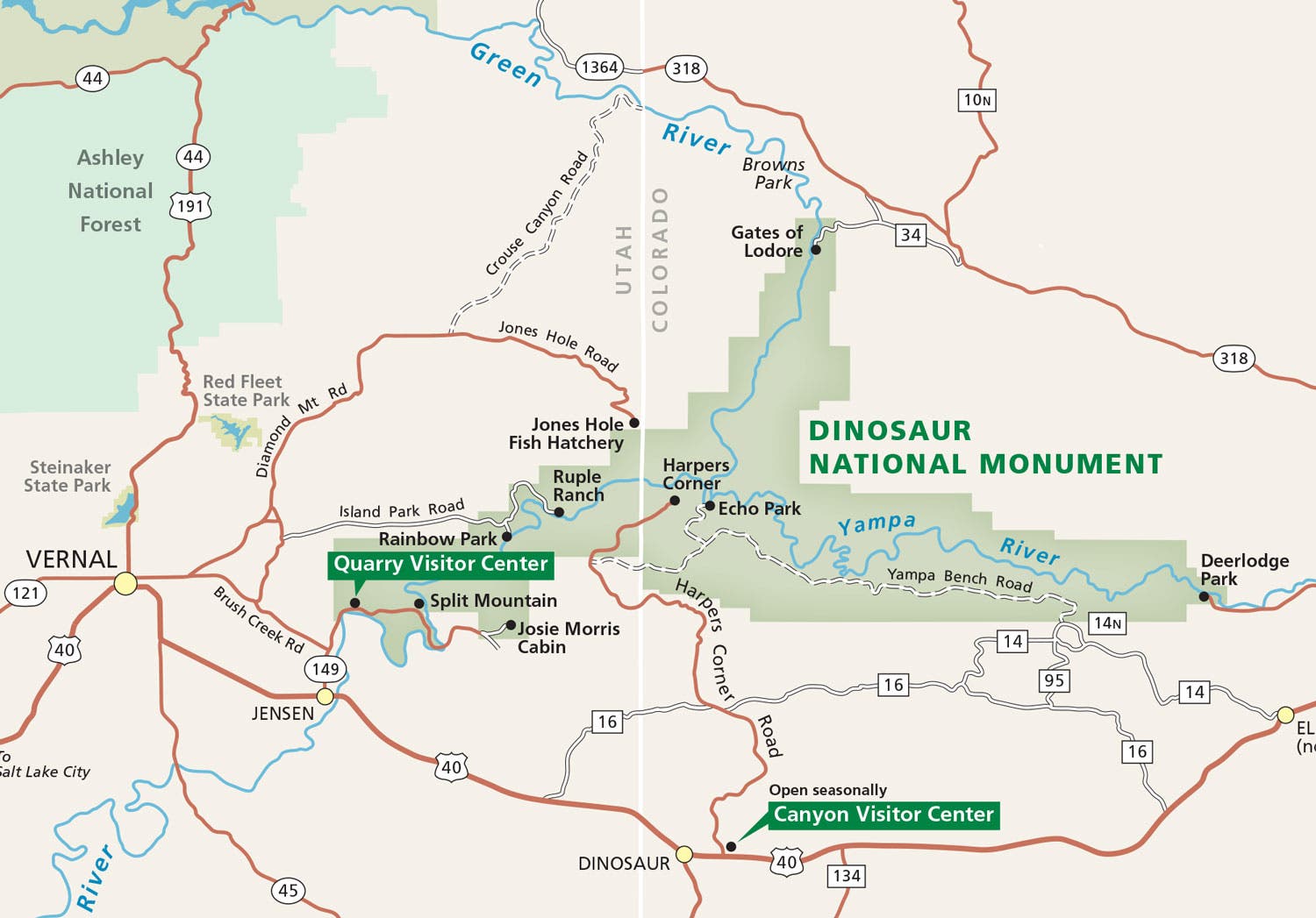 Dinosaur National Monument Area Map