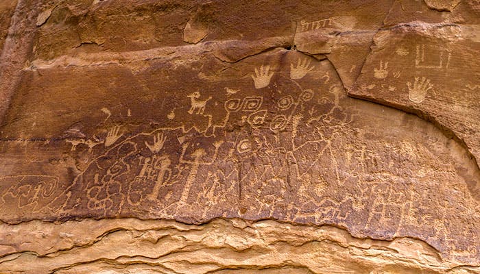 Ancient rock art panel on Petroglyph Trail in Mesa Verde National Park