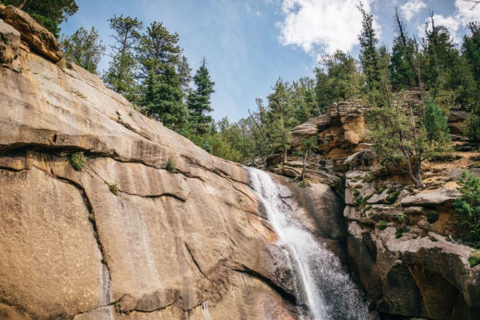 Elk Falls on the Chimney Rock Trail in Staunton State Park in Colorado