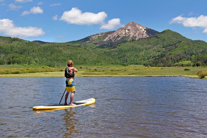 Paddleboarding at Steamboat Lake State Park in Colorado