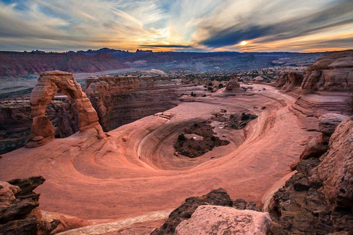 Sunset at Delicate Arch in Arches National Park, Utah