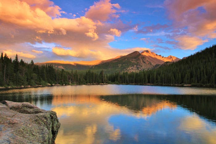 RM-Bear-Lake-Sunset-reflection_TamKenKolafa_700 Bear Lake reflection as the sun sets in Rocky Mountain National Park