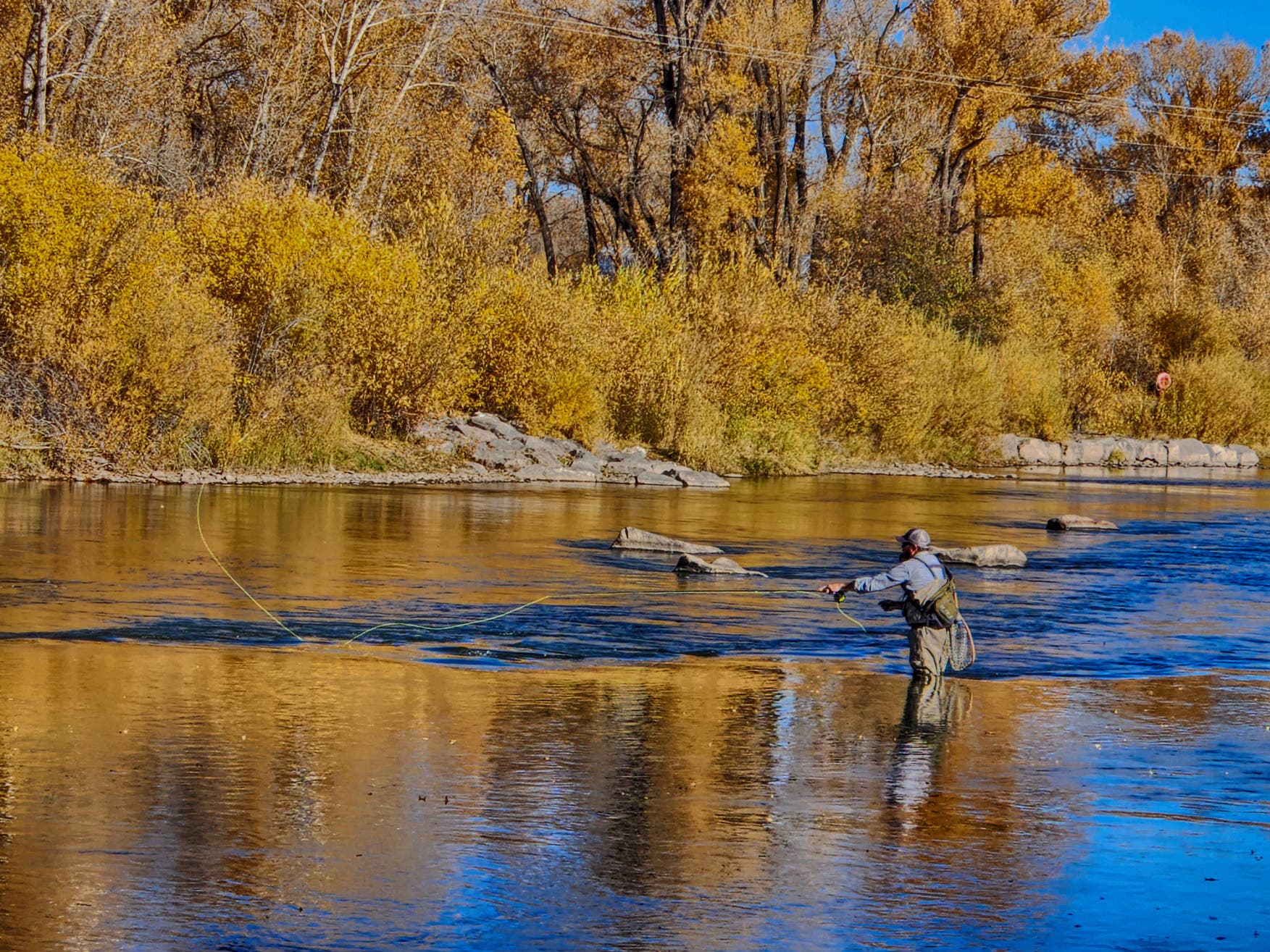 Fly fishing the Rio Grande near South Fork, Colorado