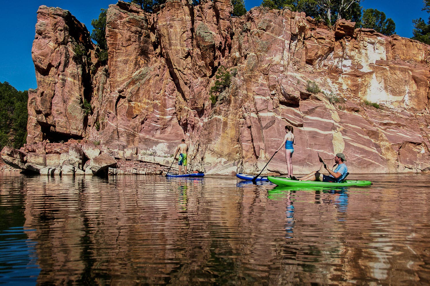 Paddling in the calm wake-free "trail" at the Flaming Gorge
