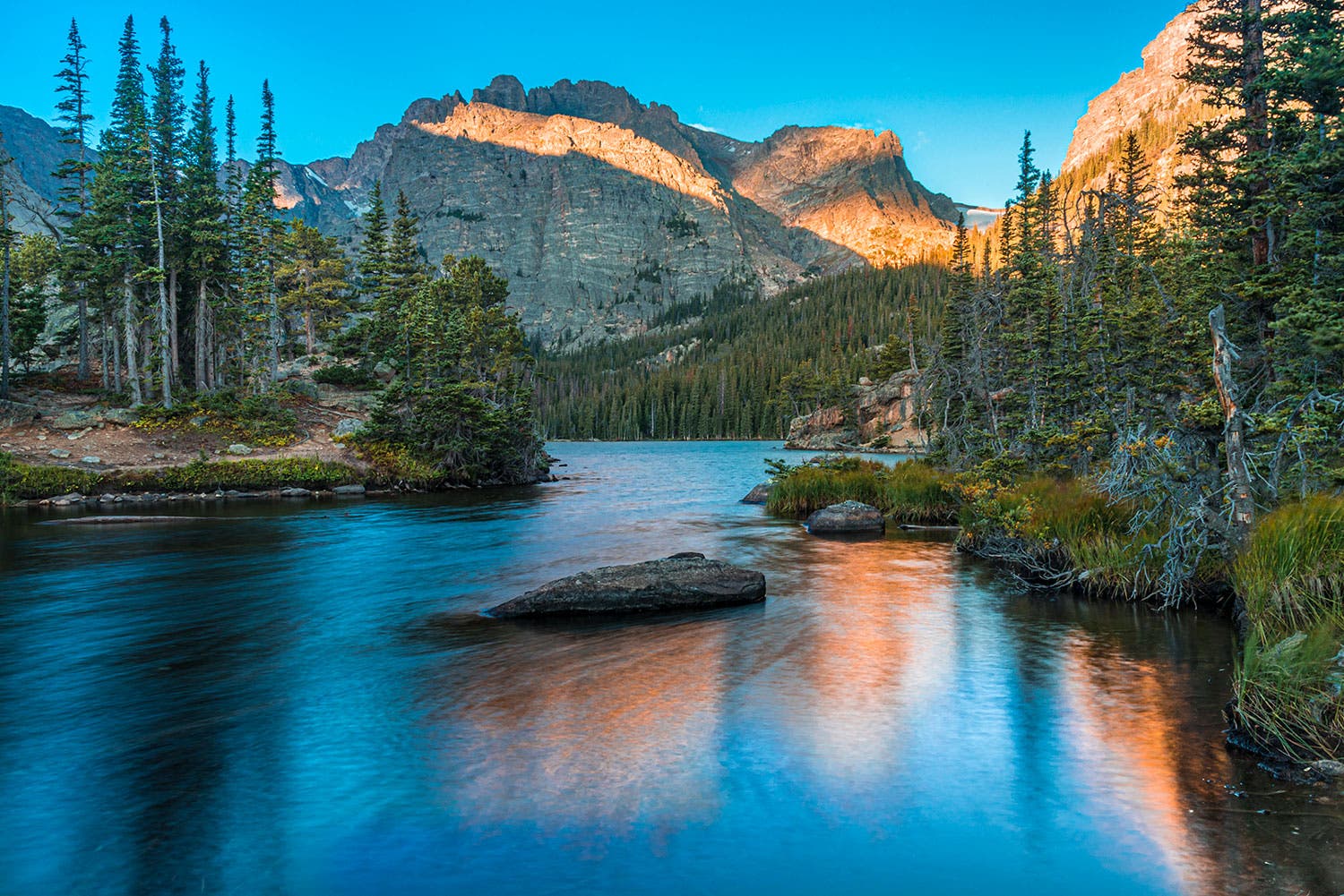 Loch Vale at sunrise in Rocky Mountain National Park