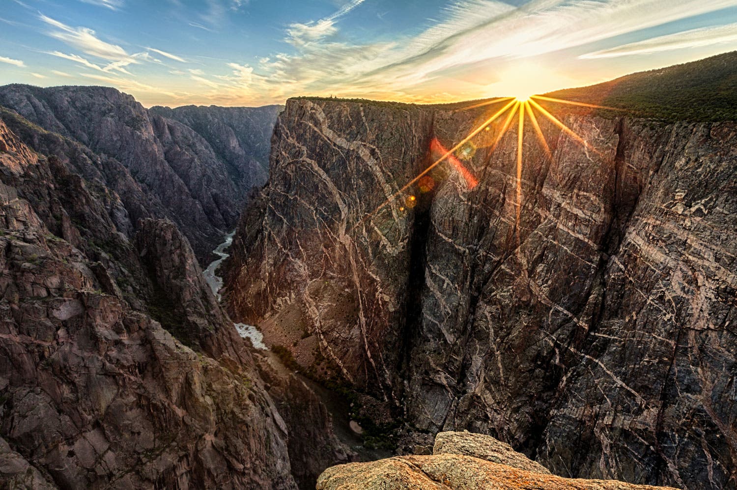 Painted Wall at sunrise from the South Rim of Black Canyon of the Gunnison National Park