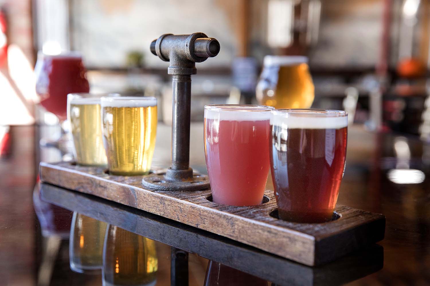 Share a flight of craft beer at Bonds Brewing