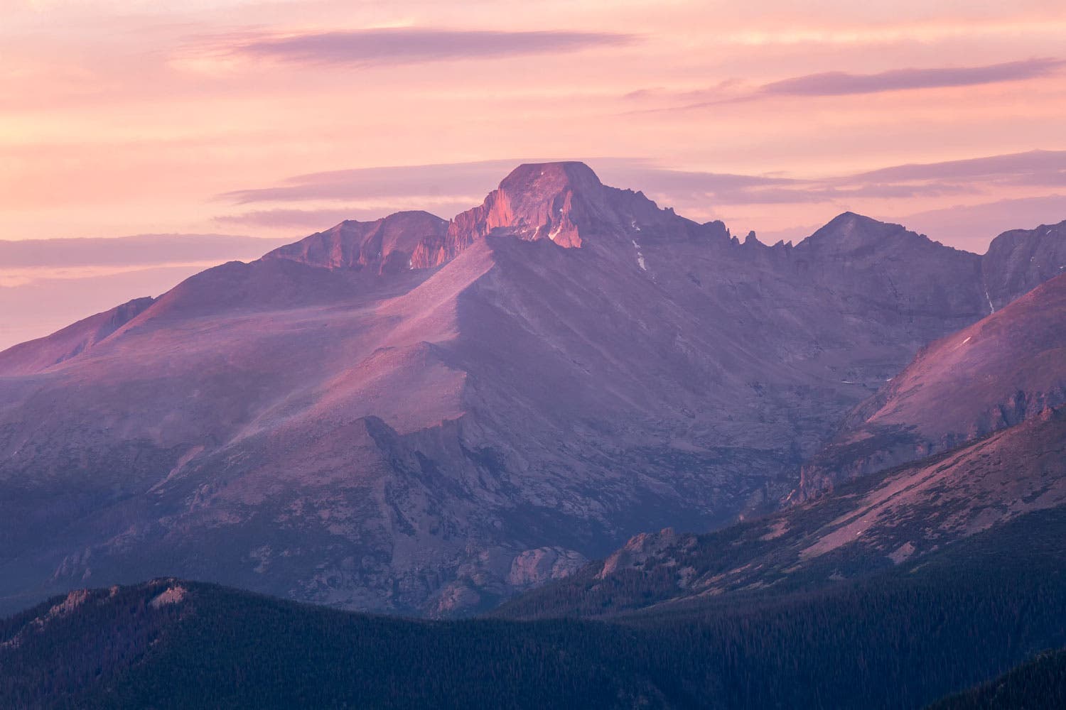 Longs Peak at sunrise in Rocky Mountain National Park