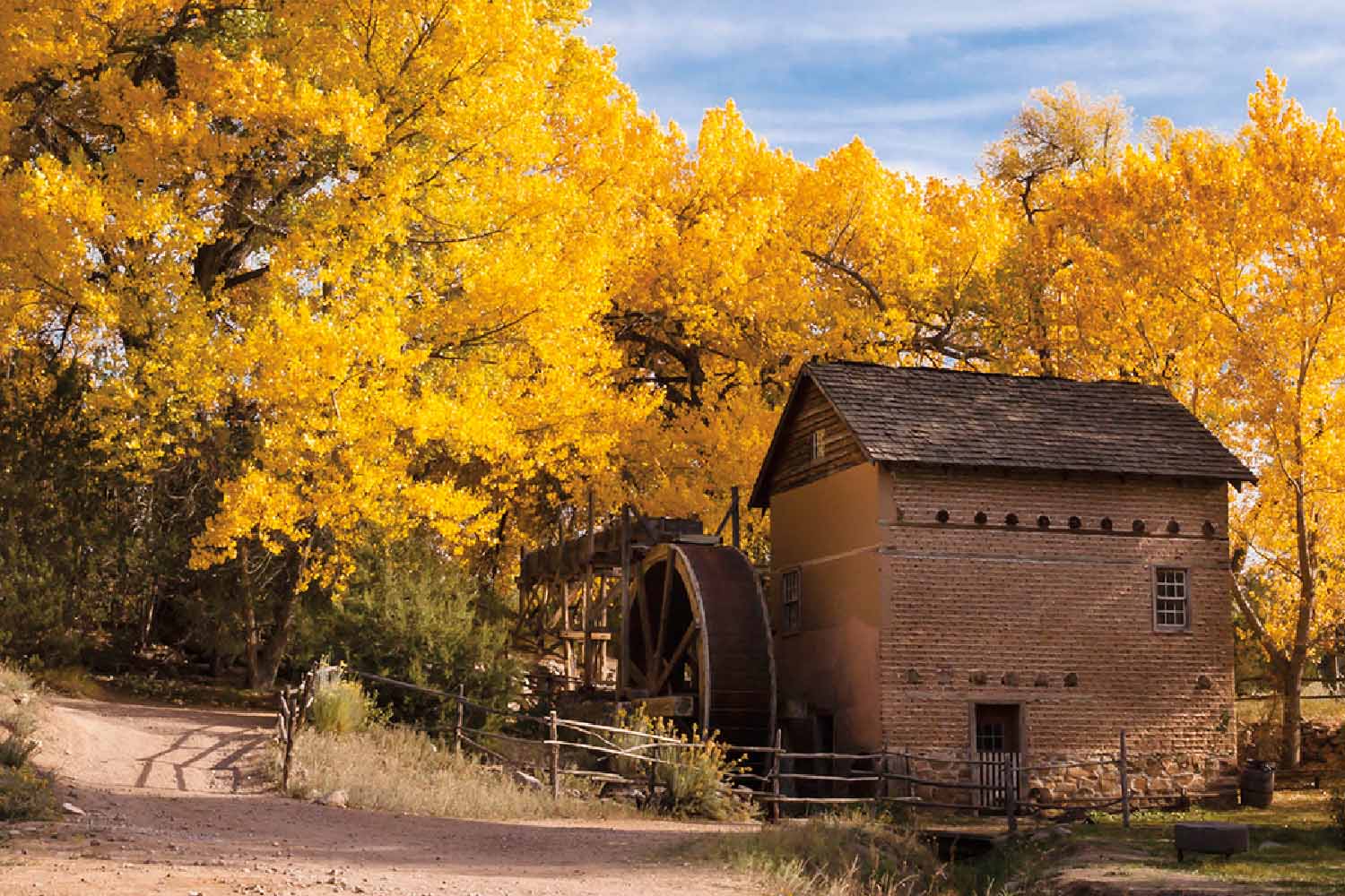 The mill during fall at El Rancho De Las Golondrinas