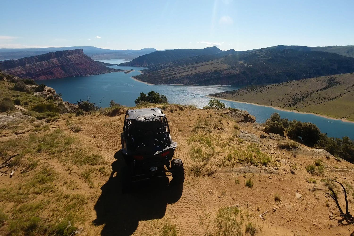 An ATV parked at an overlook above the Flaming Gorge